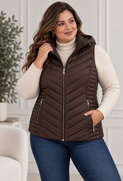 Picture of QUILTED SLEEVELESS VEST - REMOVABLE HOOD & ELASTICATED SIDES